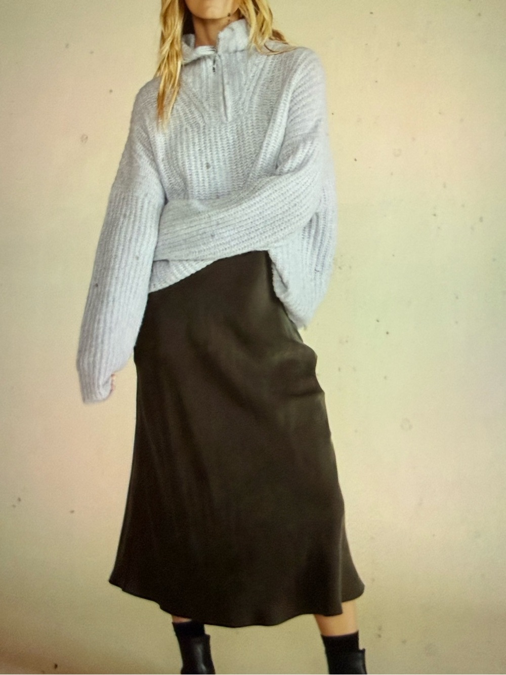 Amour Vert Skirt NWT Eve Cupro Slip Skirt in Olive Sz L